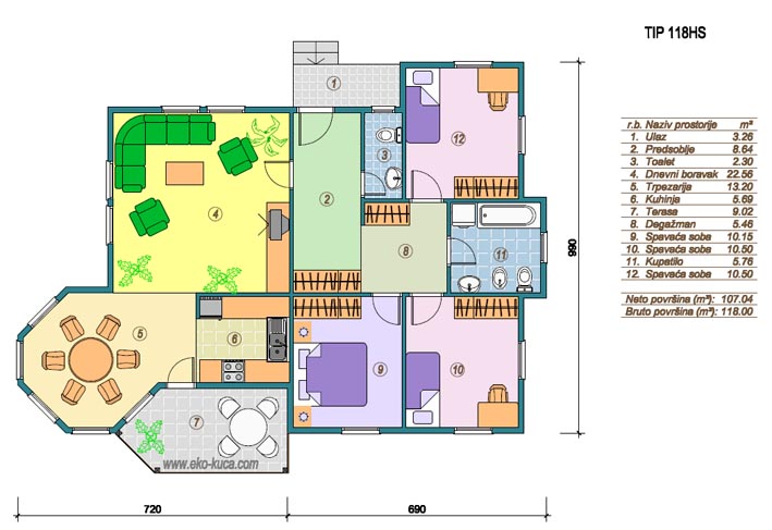Montované domy - Typ118HS  - -plan